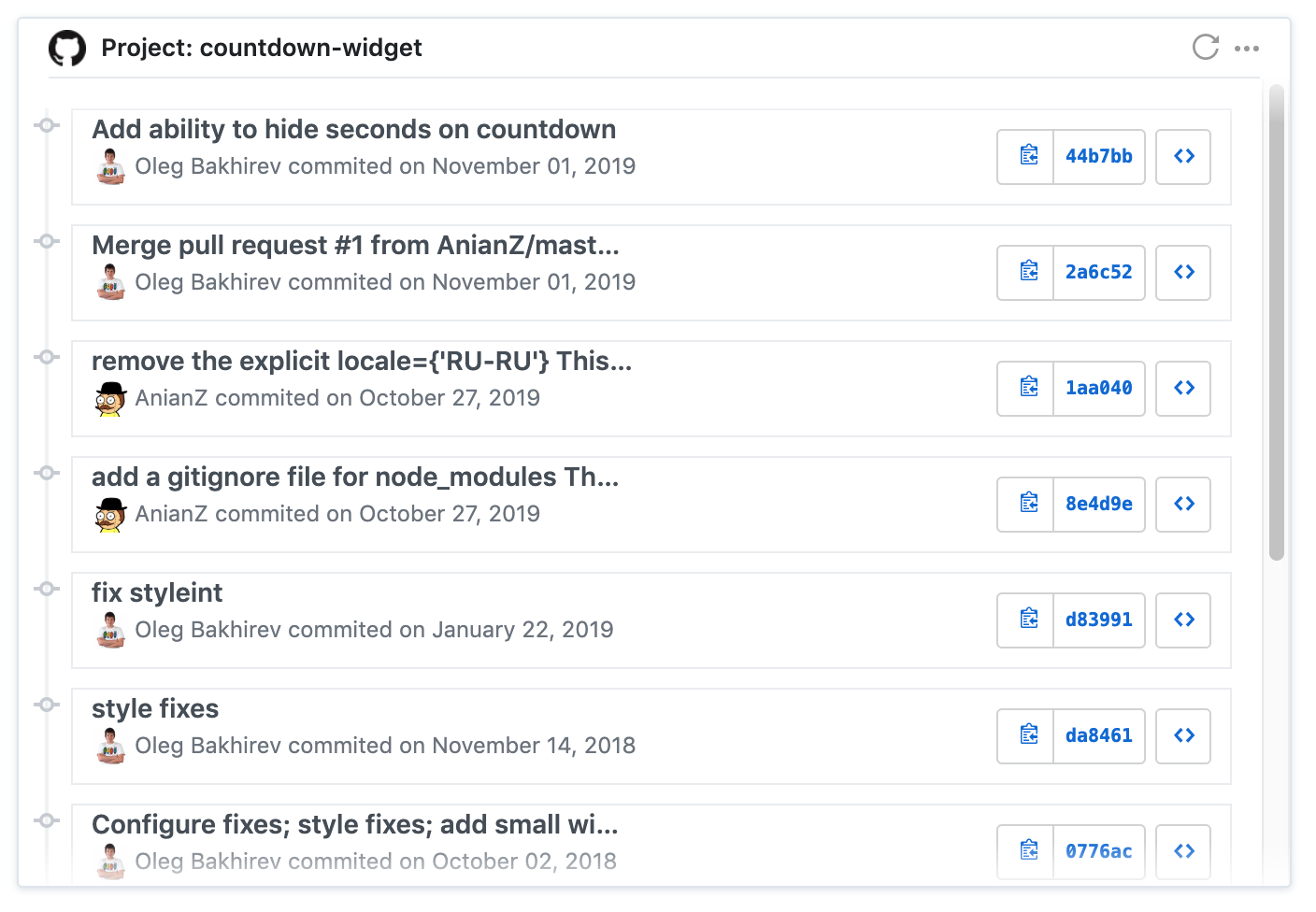 GitHub - olegbakhirev/github-commits-widget: GitHub commits widget ...