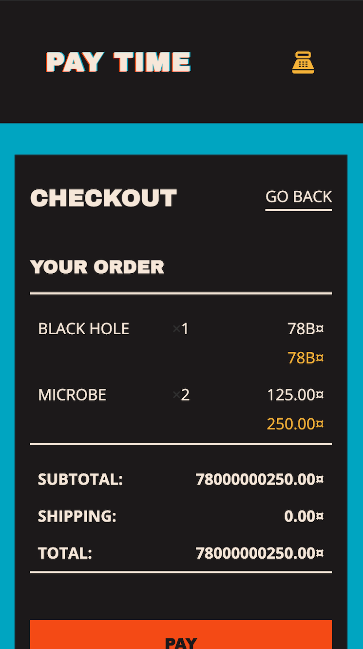 BuyByeBuy checkout (mobile screen)