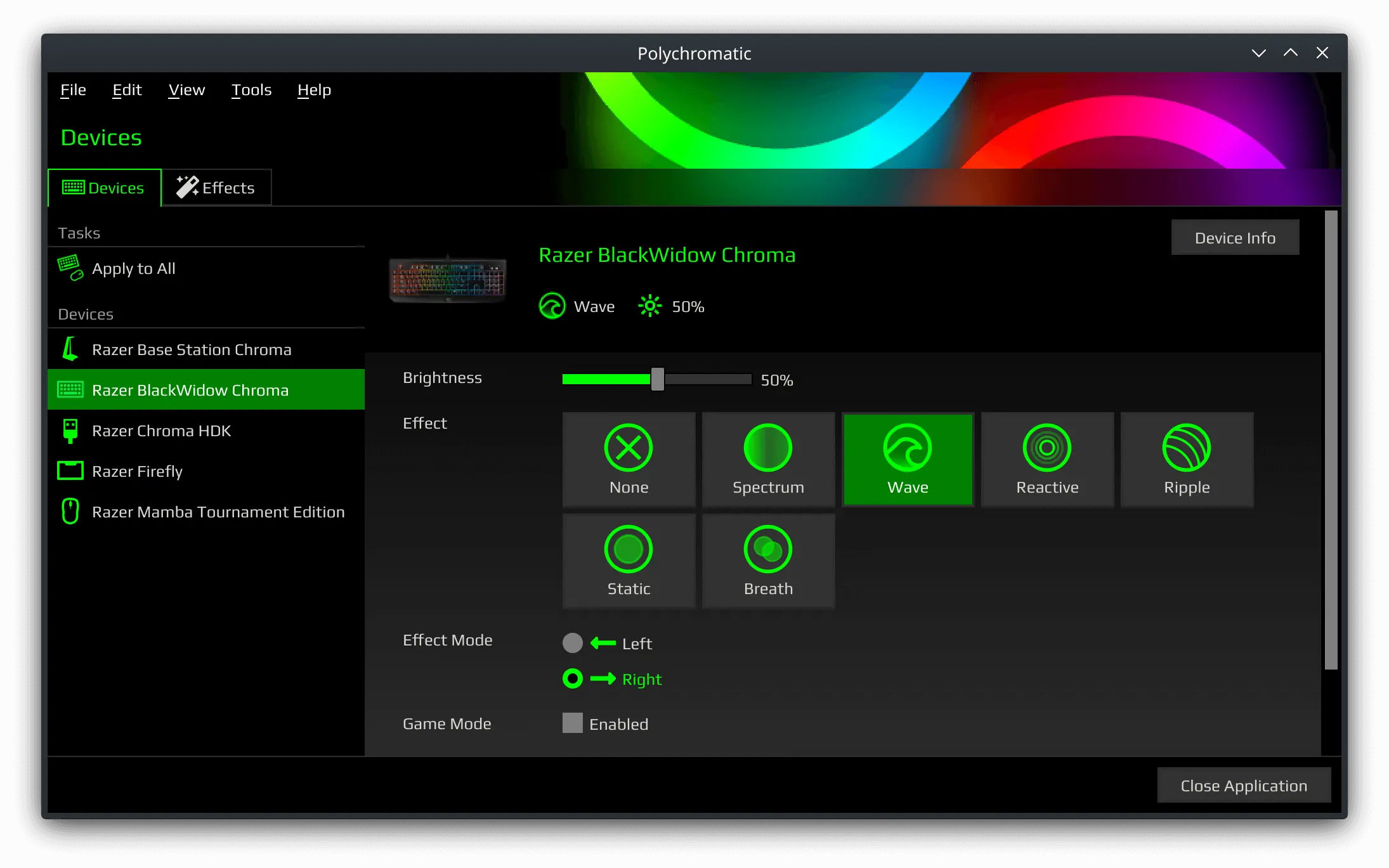 Screenshot of Polychromatic v0.7.0 Controller