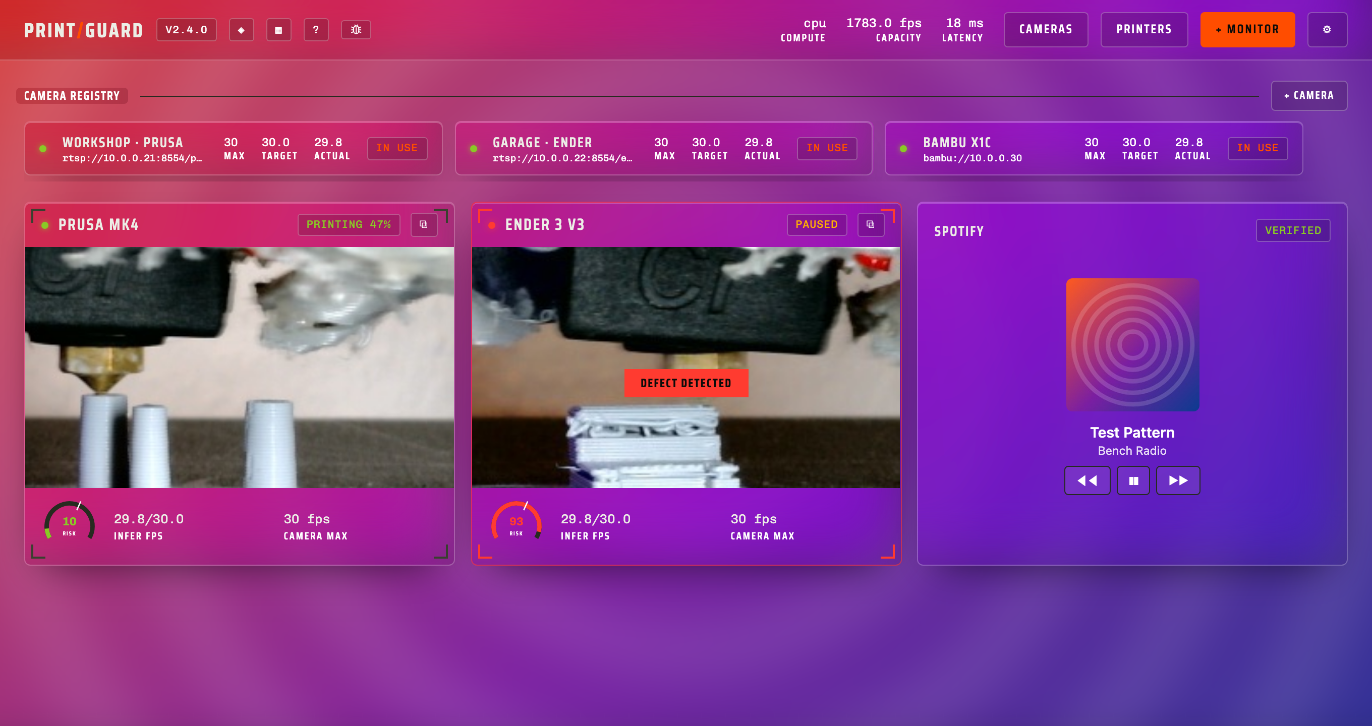 Picture in picture and Spotify running on the dashboard