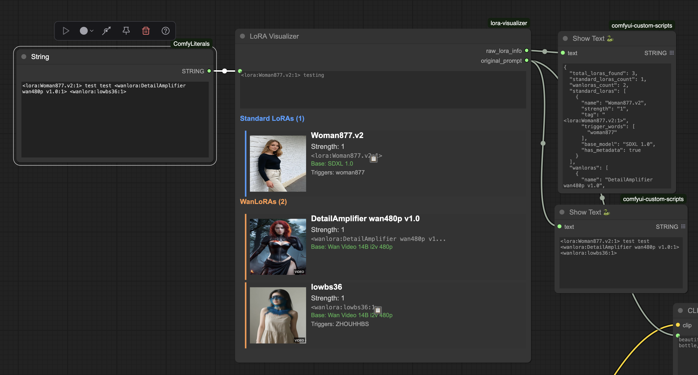 LoRA Visualizer node in workflow