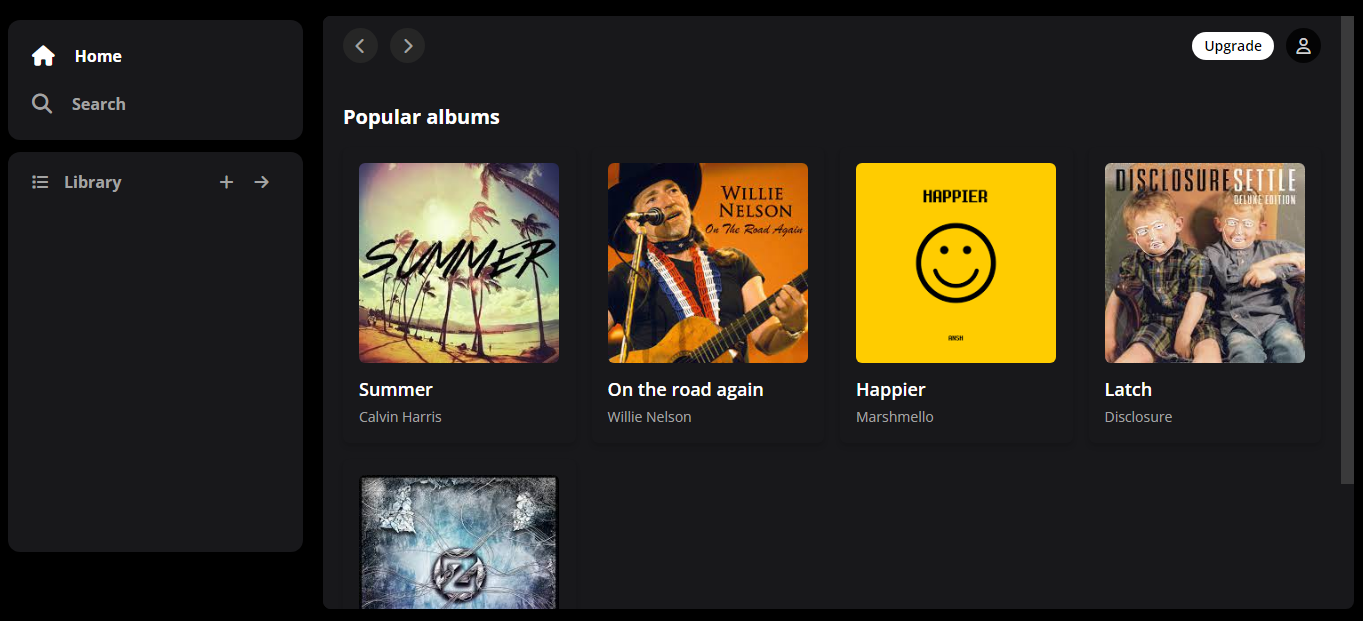 Spotify home page