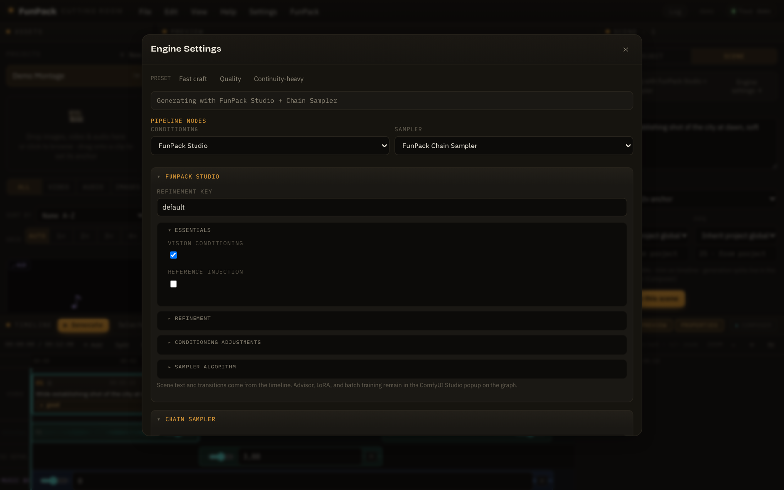 Engine Settings dialog