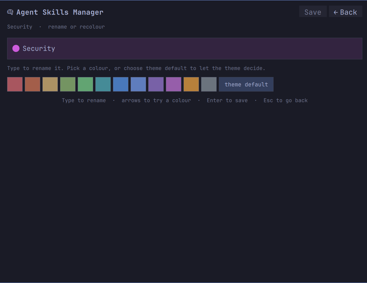 Renaming and recolouring a category
