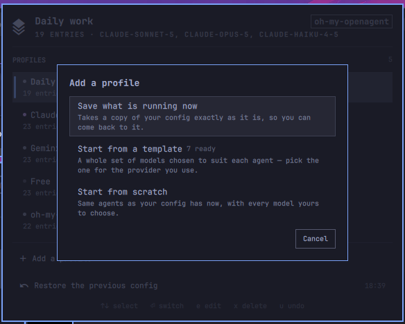 Adding a profile