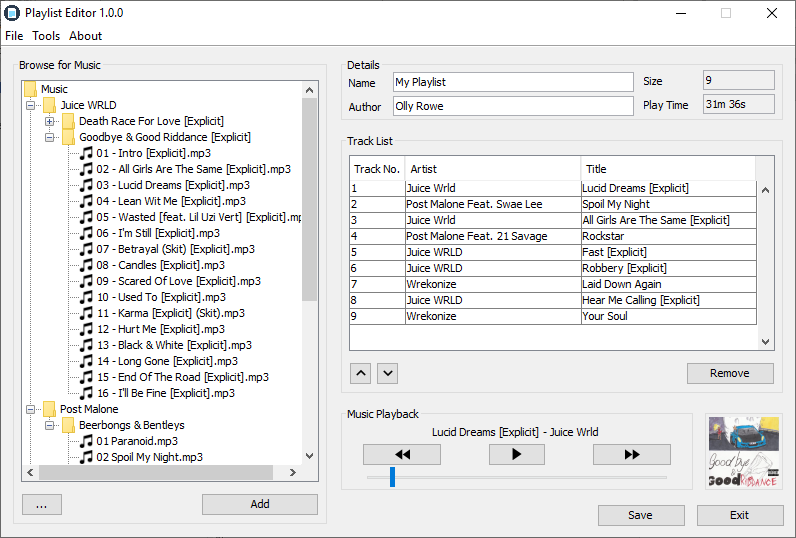 Playlist Editor v1.0.0 screenshot