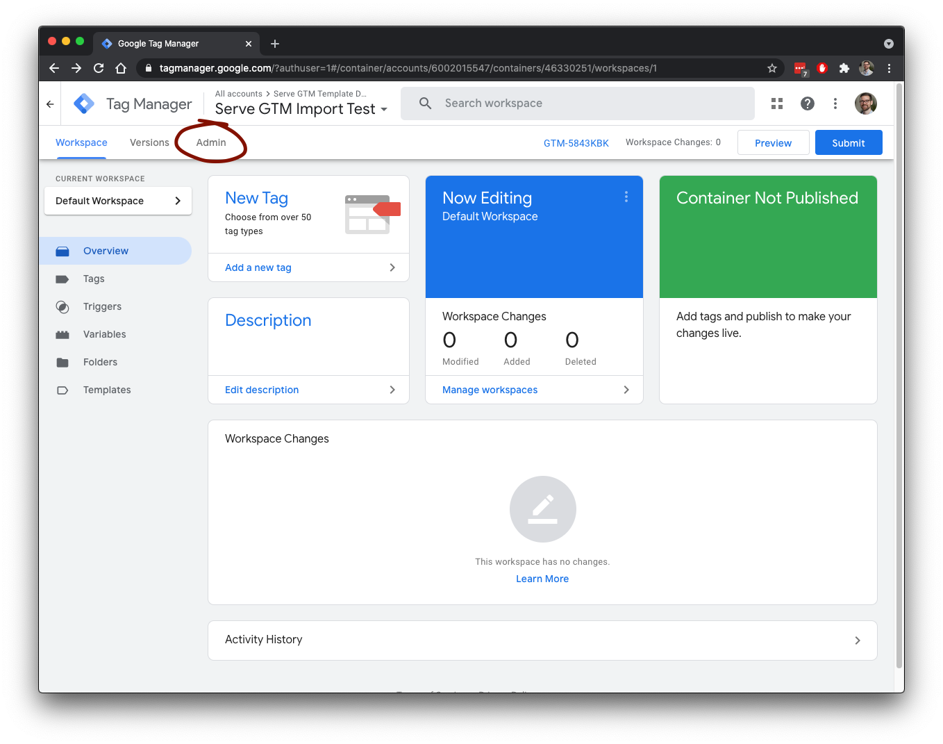 GTM Workspace Overview