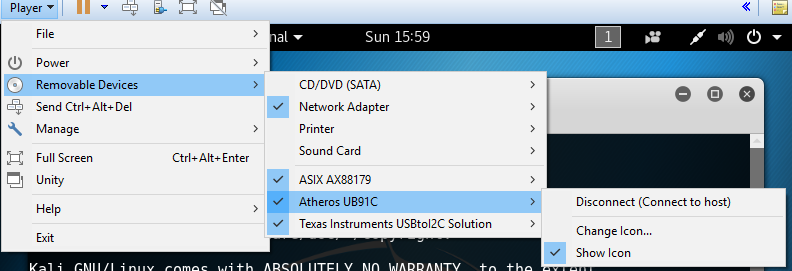 Connect the adapters to the VMware machine