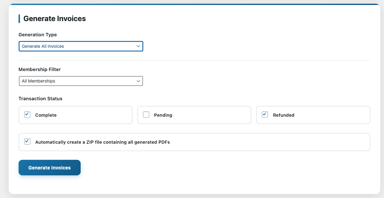 PDF Invoice Generator for MemberPress Dashboard