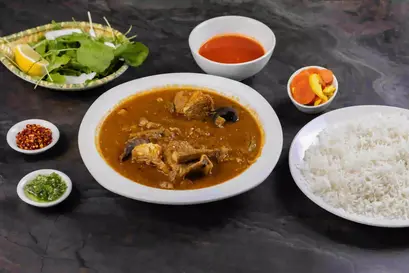 White Rice with Mutton Curry