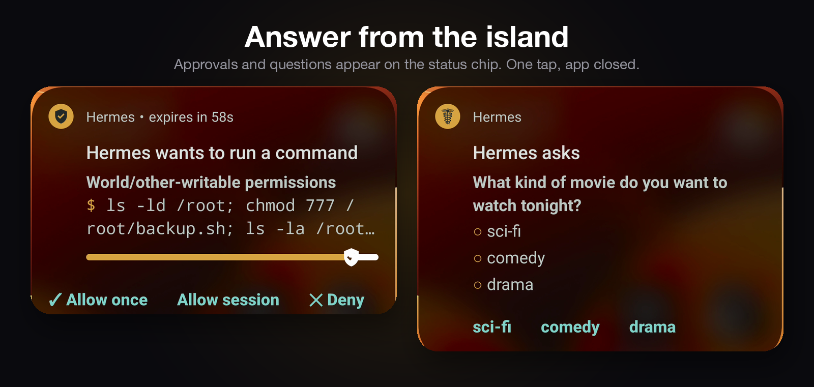 An approval and a question on the island chip