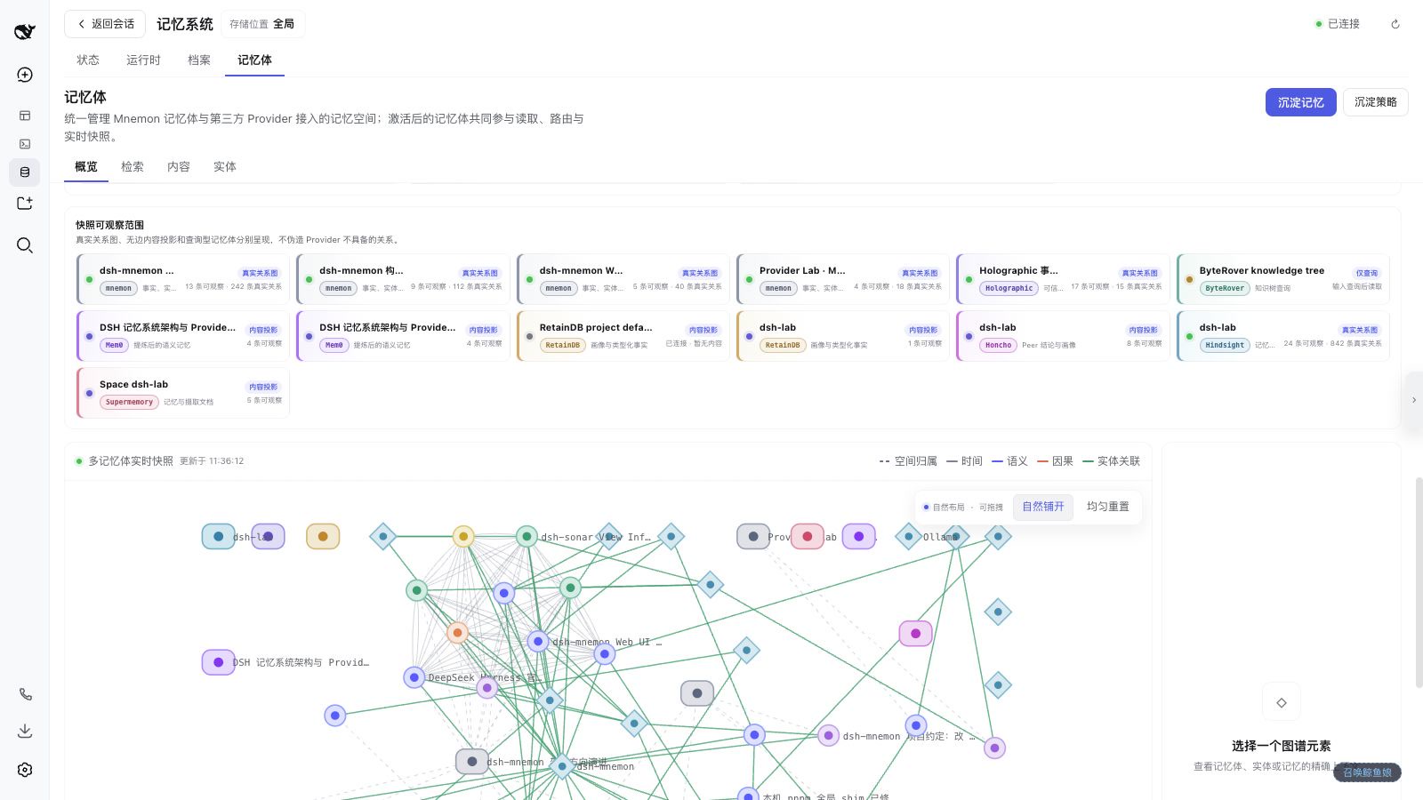 dsh-mnemon v0.2.0 live multi-memory snapshot and observable provider surfaces