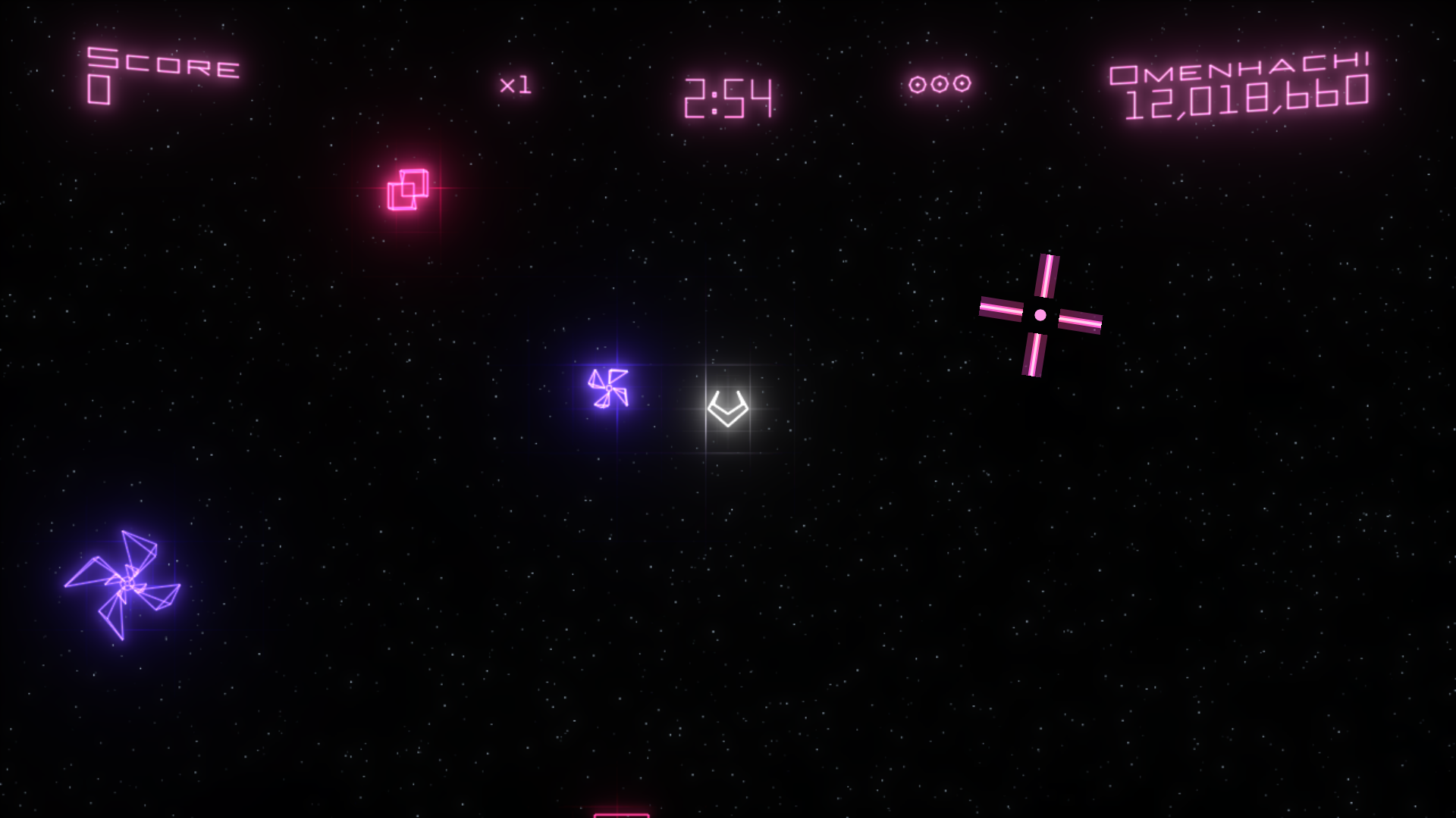A Deadline round with a pink HUD and a pink crosshair; the enemies keep their own colours
