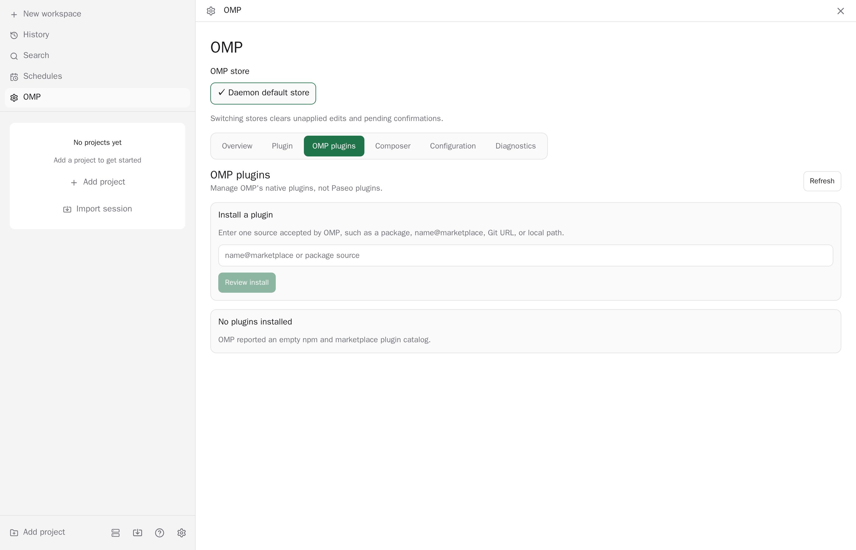 OMP native plugin manager