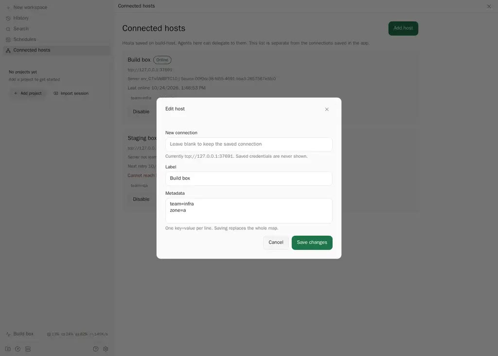 Edit host form with a write-only connection field