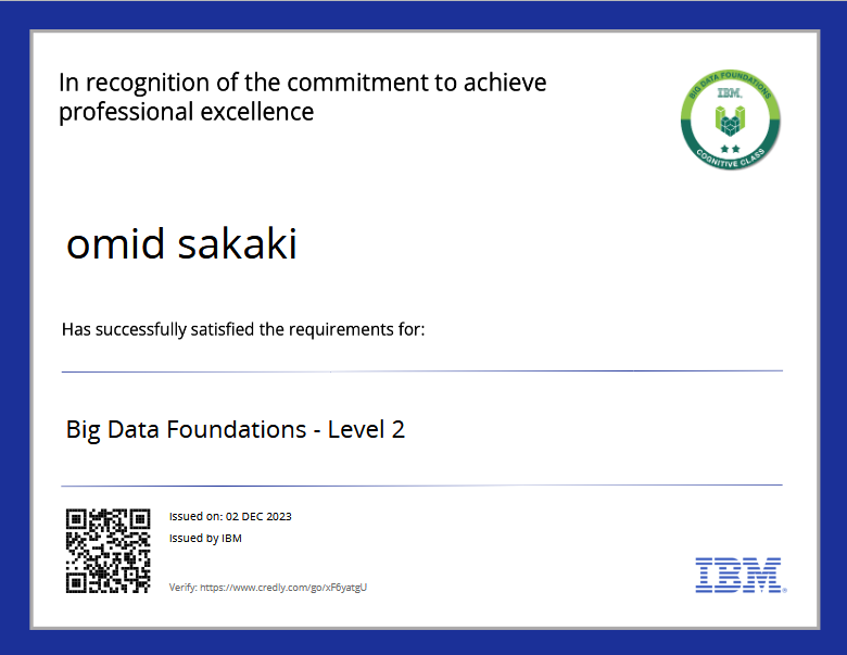 گواهی بین المللی بیگ دیتا از شرکت IBM