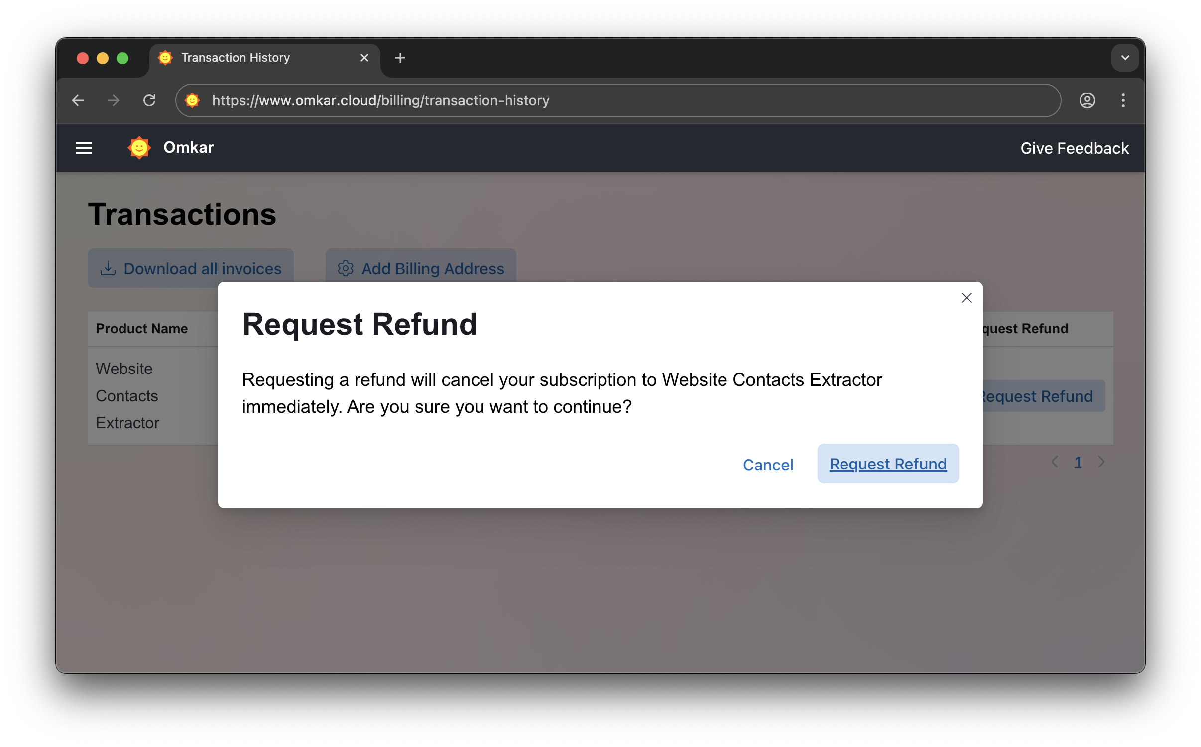 Confirm Refund Request