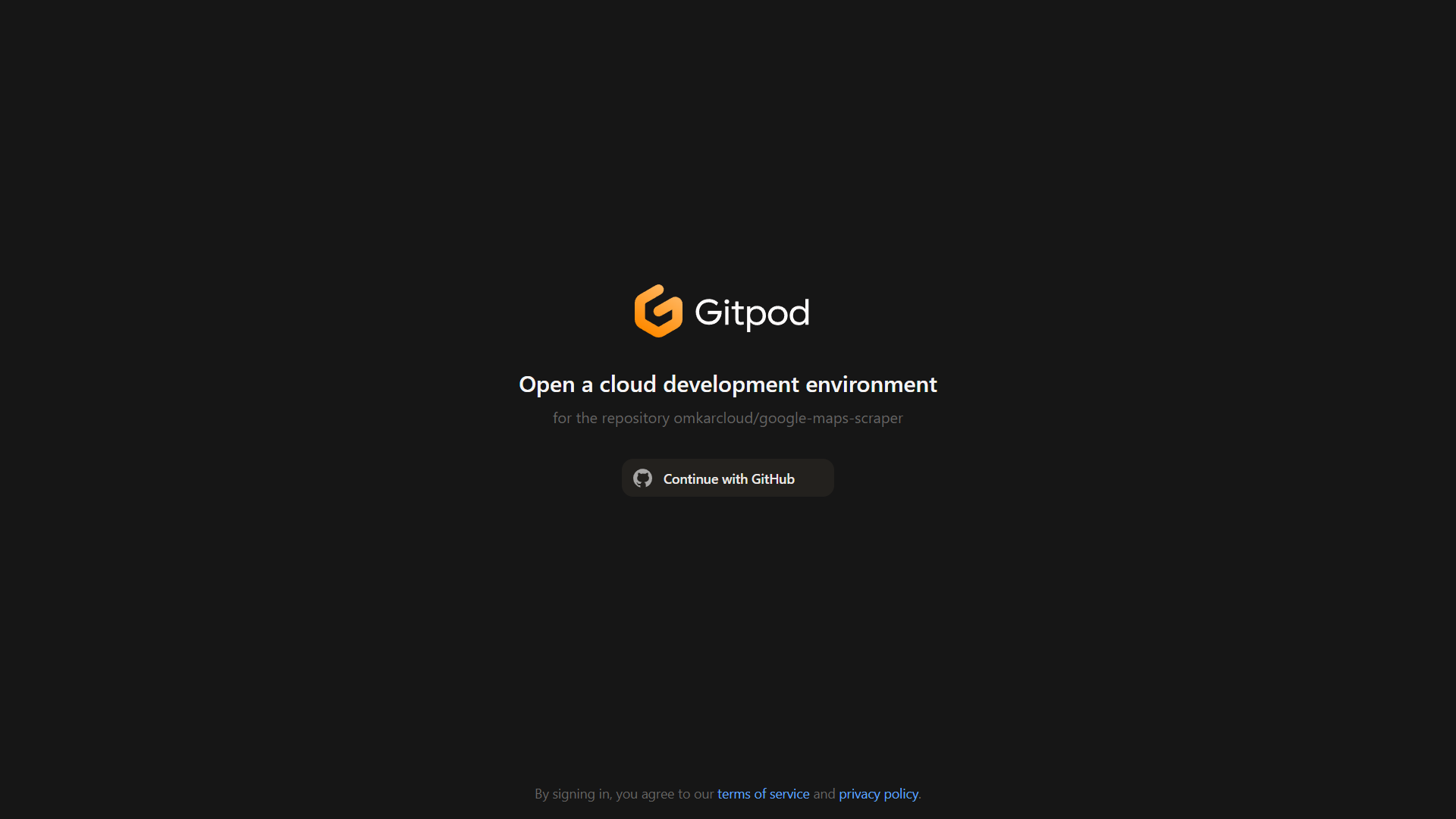 Gitpod Google Scraper Sign Up
