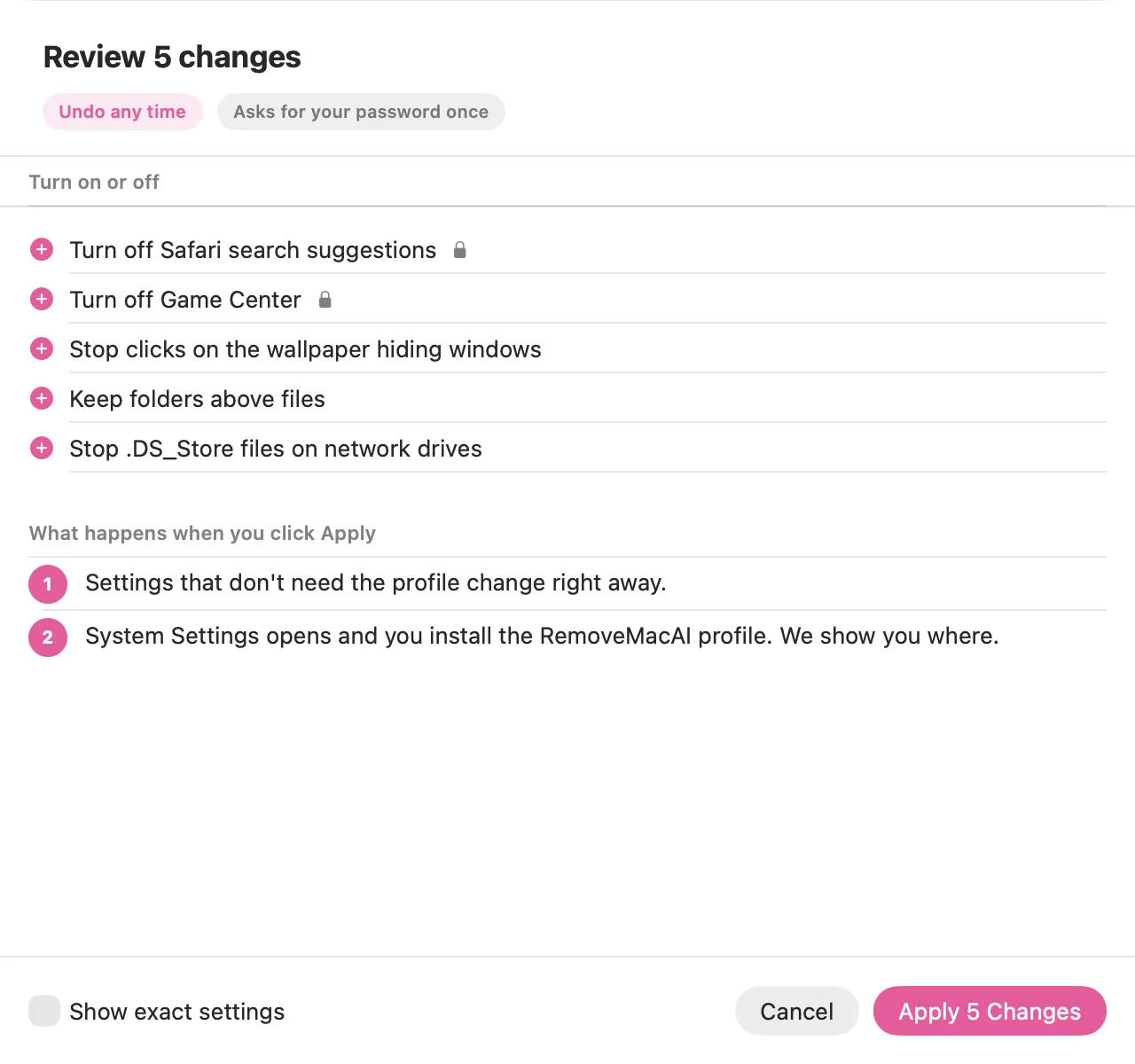 Reviewing changes before they are applied