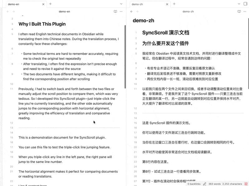 Sync scroll demo