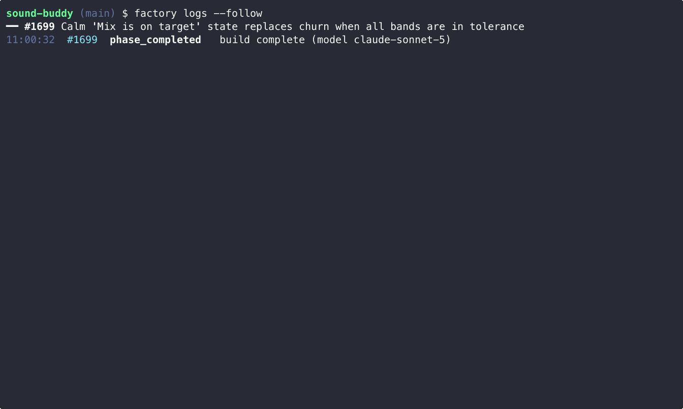 On PAR Dev's Software Factory running a Sound Buddy lane (sped up)