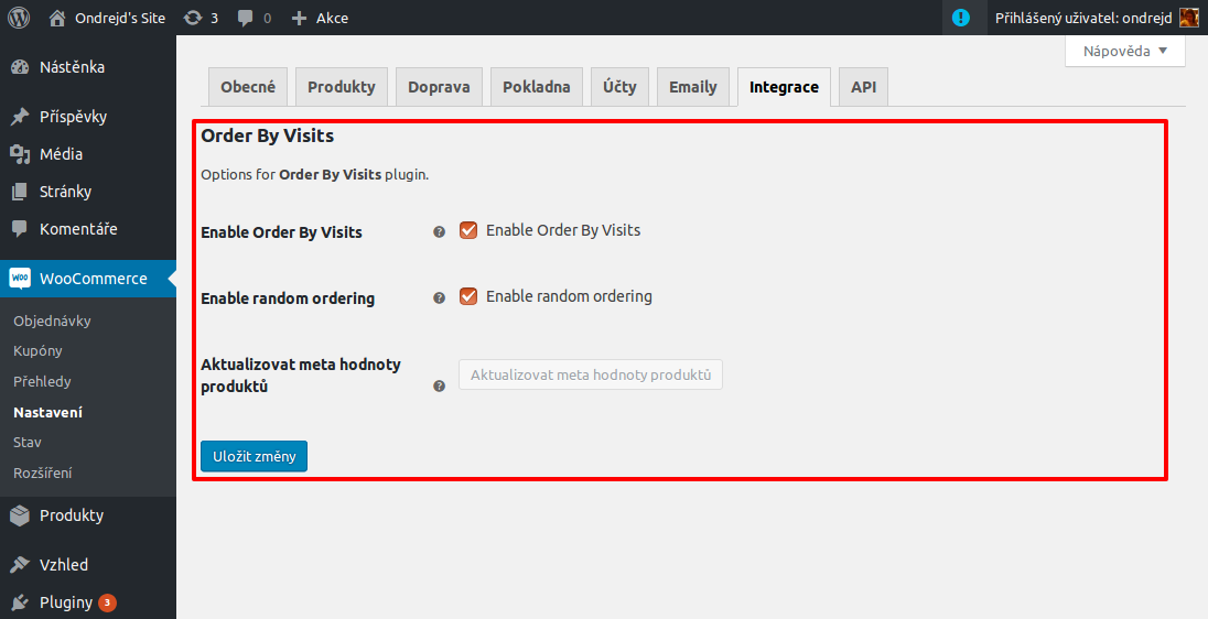Settings of the plugin