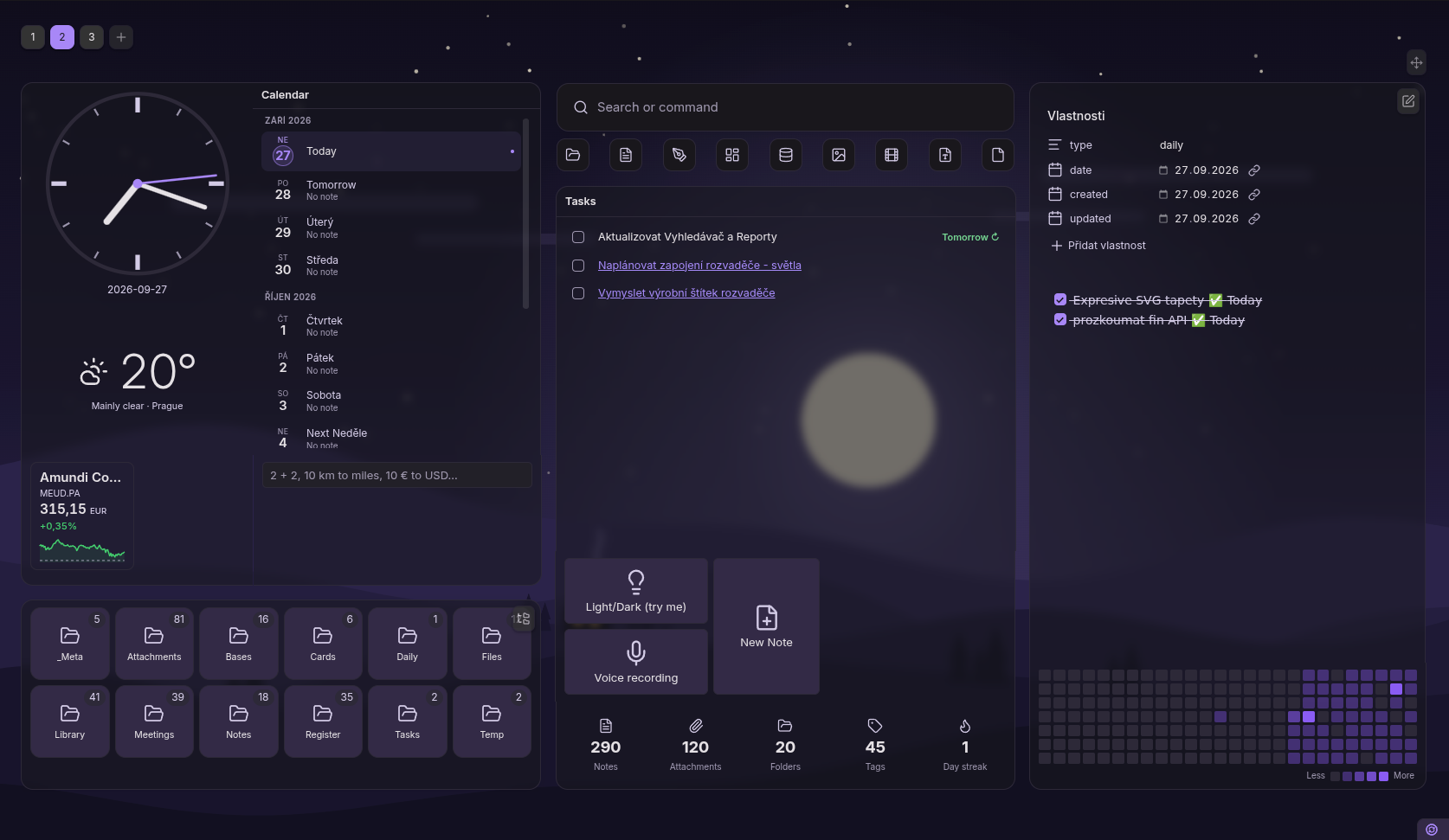 Dashboard in the Classic design