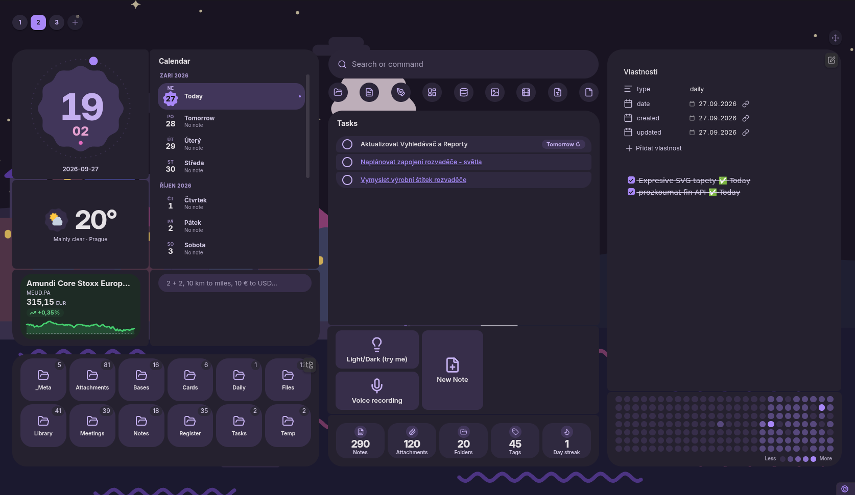 Expressive design, purple accent