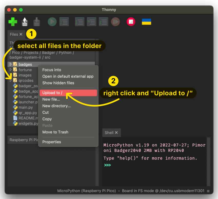 Upload files to Badger2040