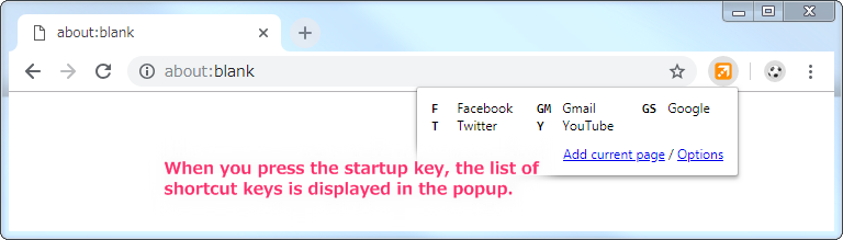 Screenshot of popup