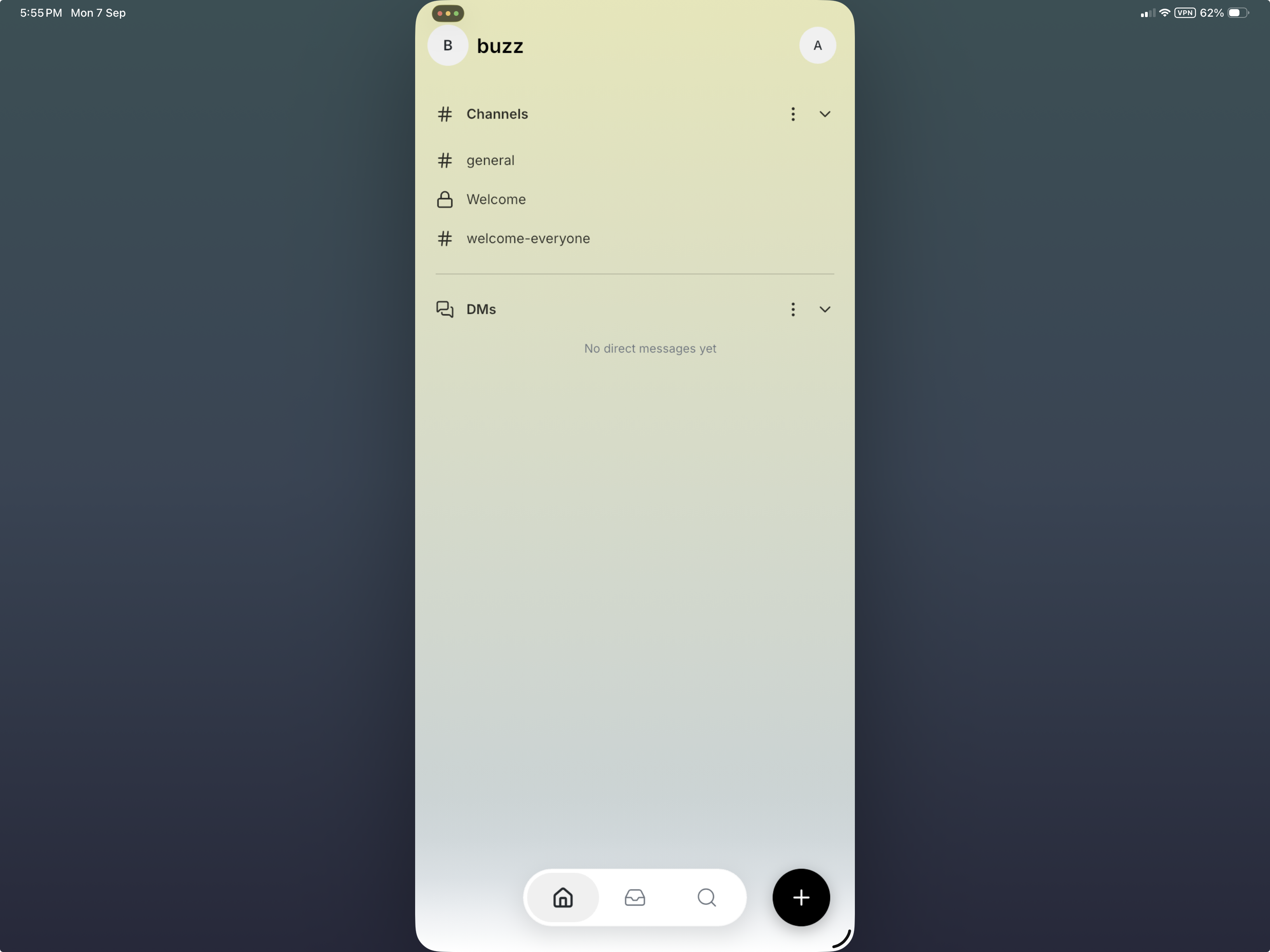 Buzz centered in an iPhone-sized frame on iPad