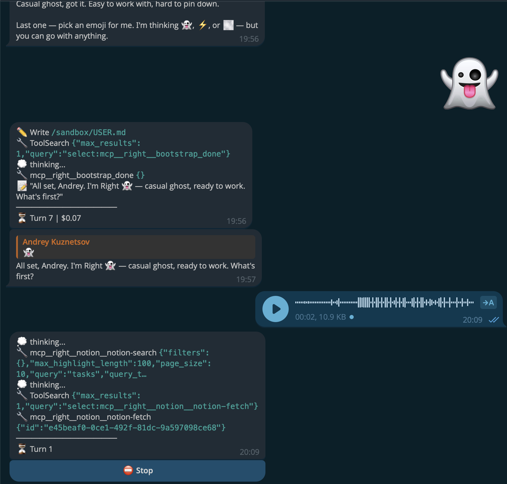 right agent in Telegram