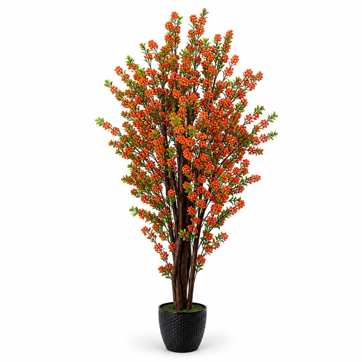Tall artificial bittersweet tree featuring vibrant orange berries