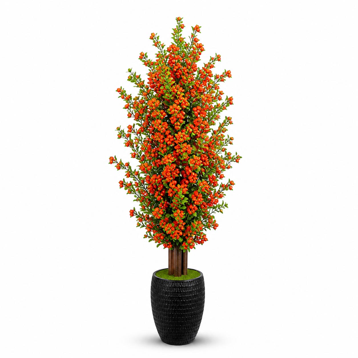 High-simulation artificial berry tree featuring vibrant orange berries