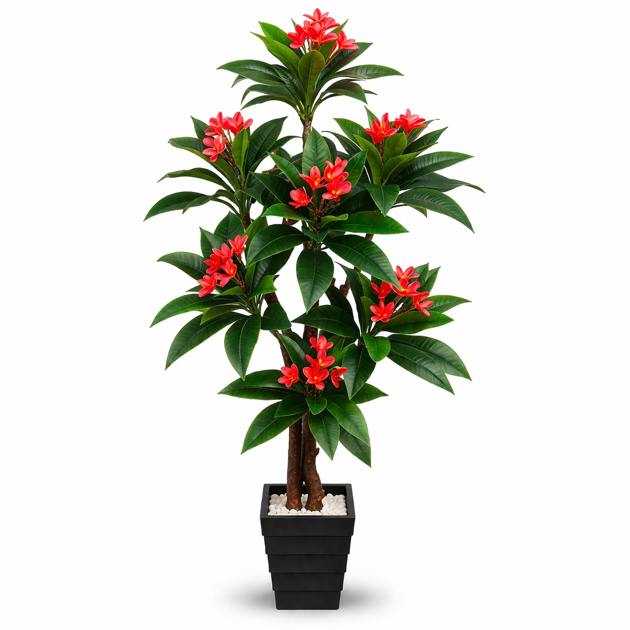 Artificial Katgolap frangipani tree featuring red flowers, 6-foot