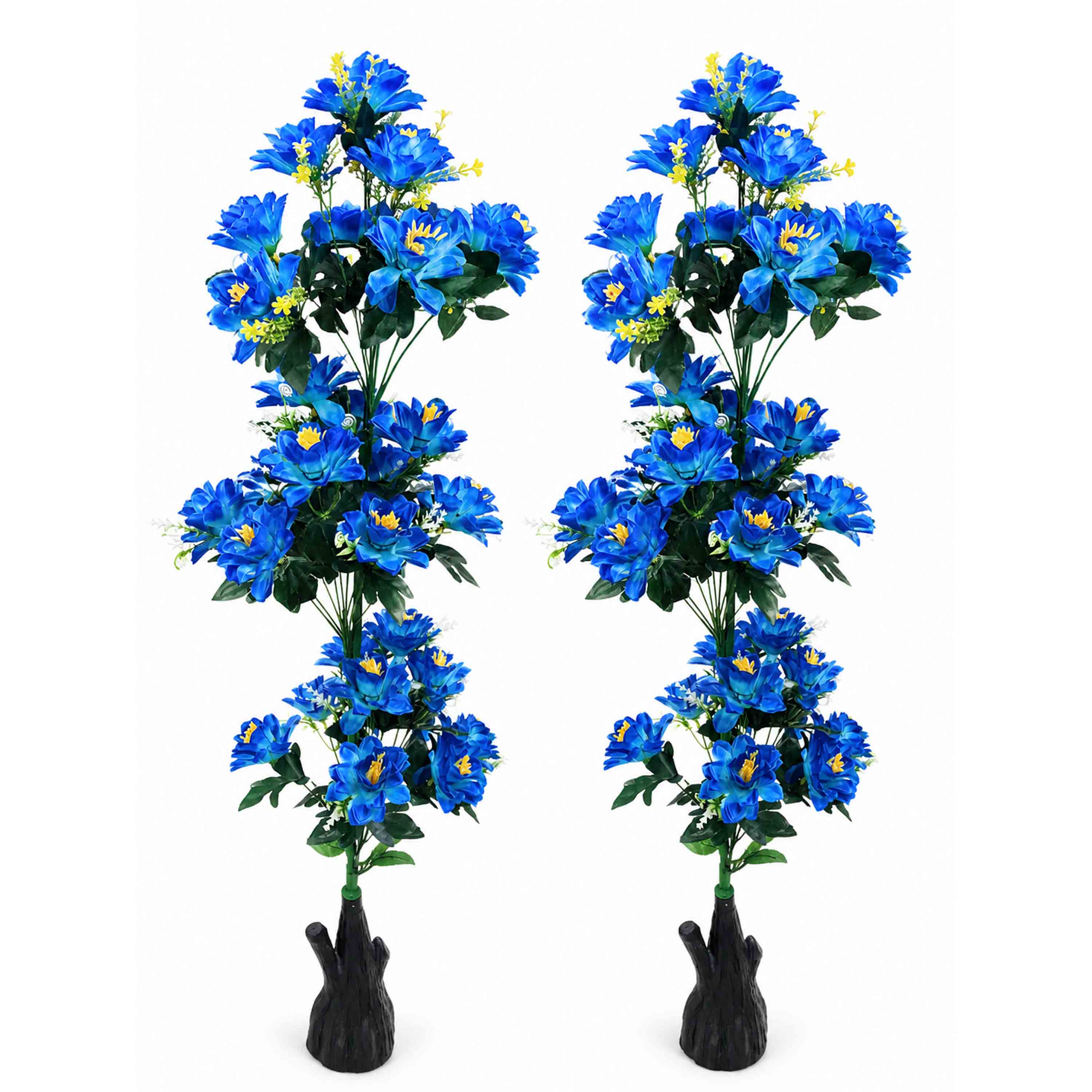 Blue Daisy Artificial Flower Vase | Aesthetic Floor Vase | Spring Home Decor