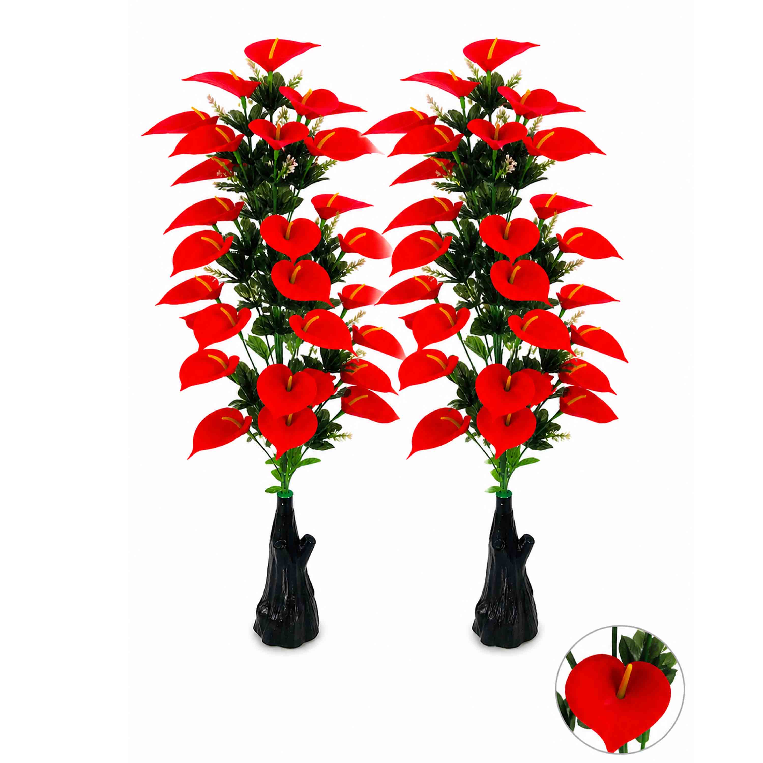 Red Heart Flower Artificial Vase | Romantic Floor Vase | Love Decor Gif