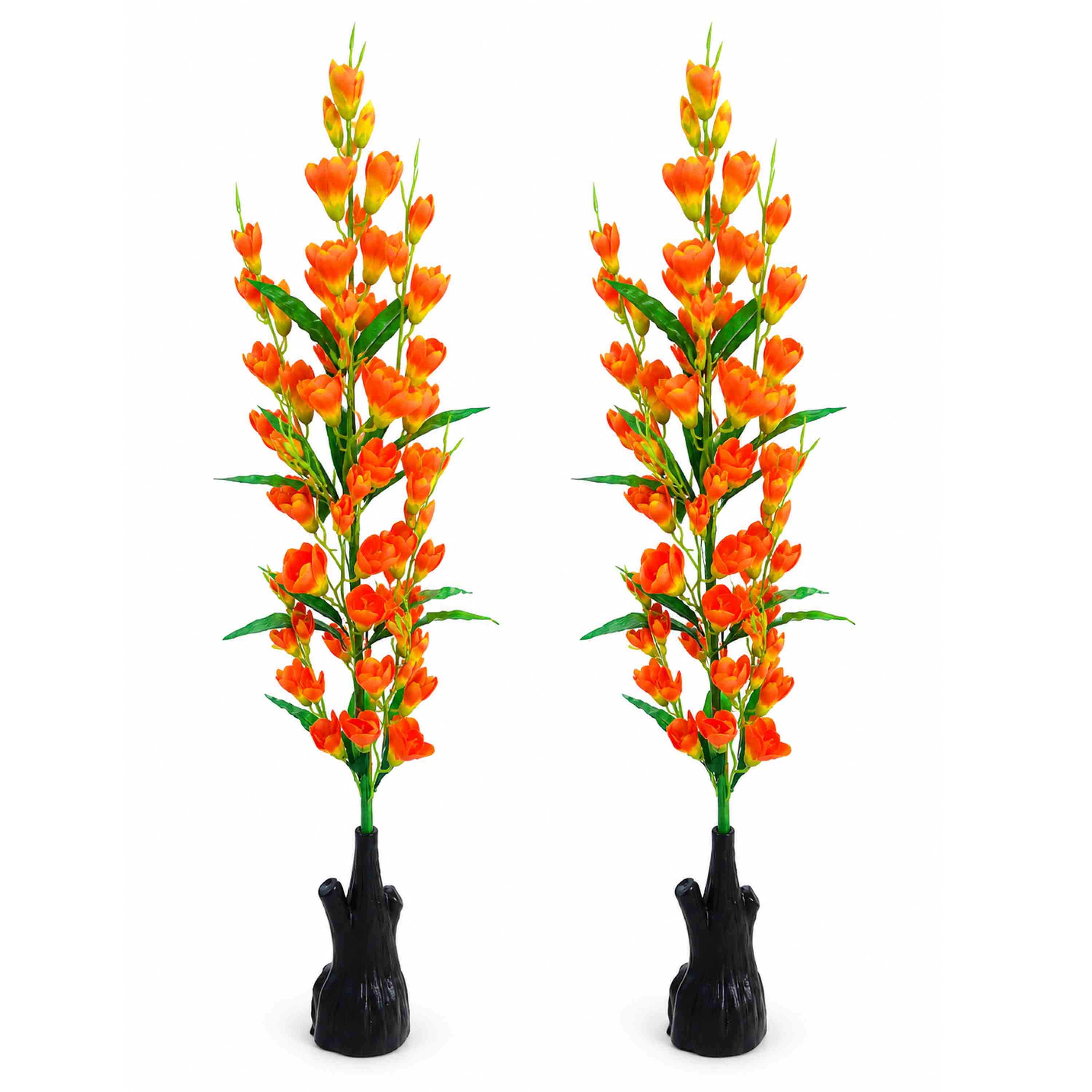 Orange Calla Lily Artificial Flower Vase | Modern Luxury Floor Vase Decor