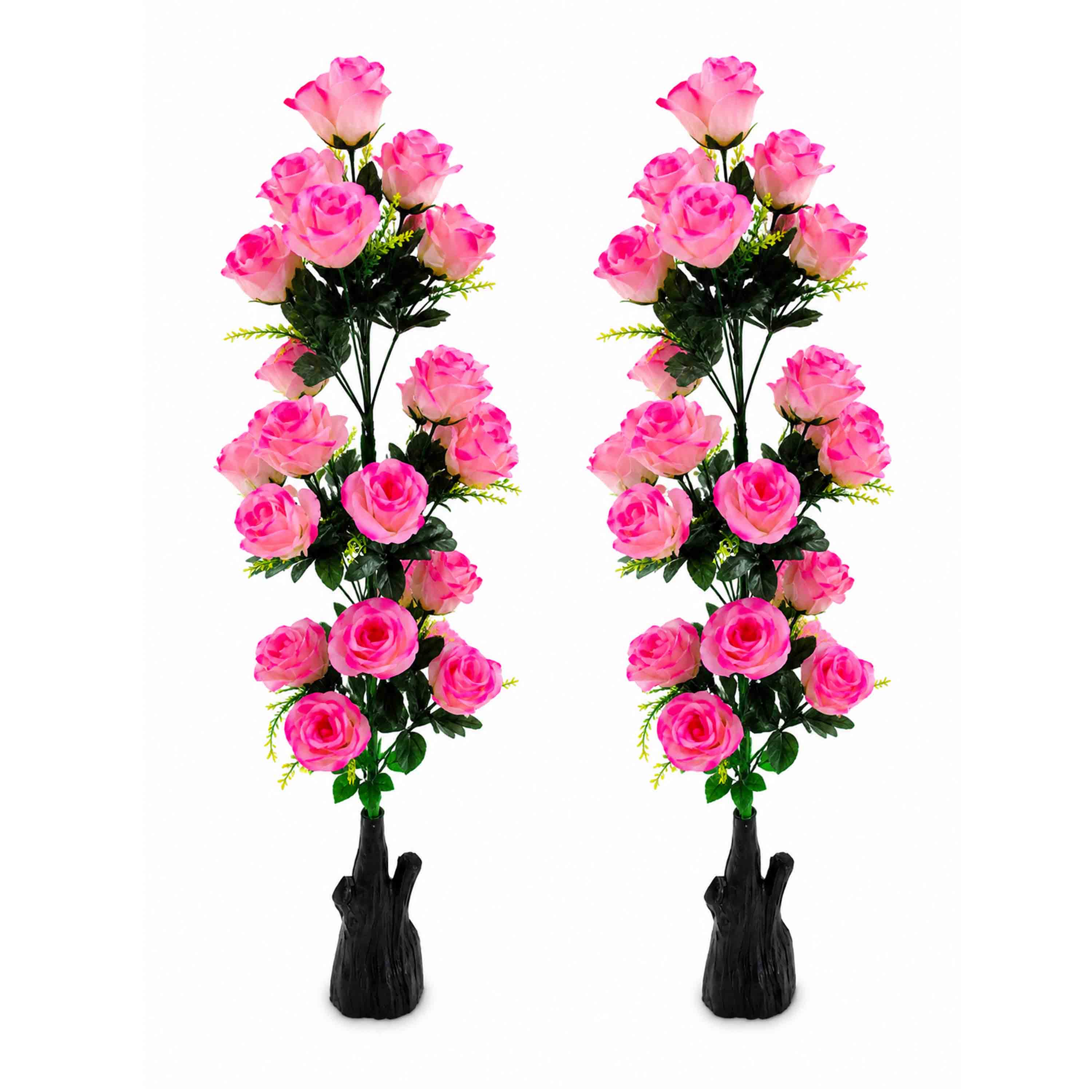 Artificial Pink Rose Vase | Fancy Floor Vase | Aesthetic Home Decor