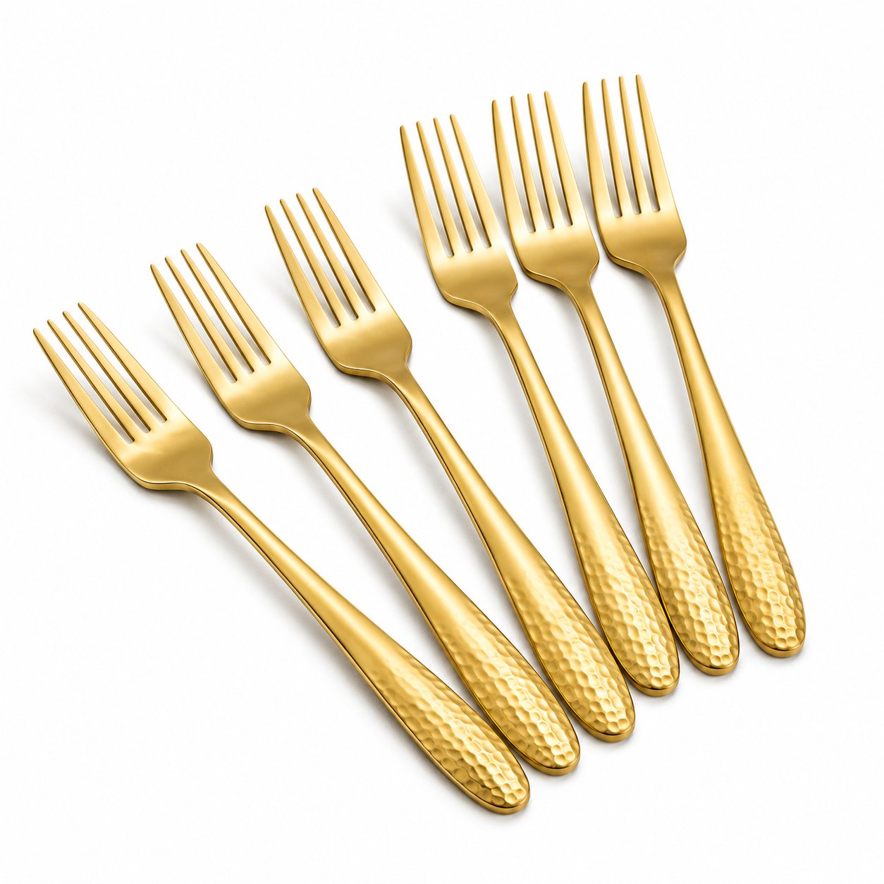 6-Piece Golden Stainless Steel Fork Set – Luxury Printed Design | Random Design