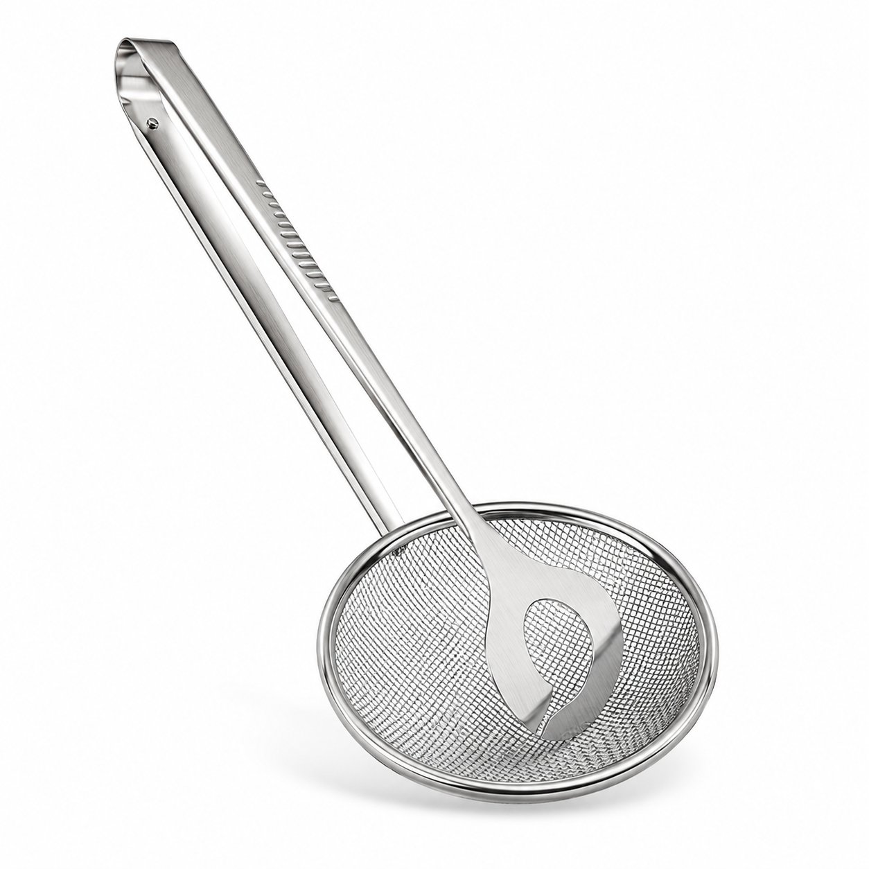 Multi-Functional Stainless Steel Filter Spoon with Clip – Oil/Frying & BBQ Strainer, Kitchen Tool (1 Pc)
