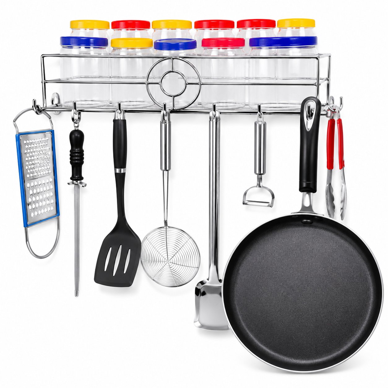 Spice Recks - Cup stand - Spoon Stand - Square Shape Hanging Rack – Durable Iron Material, Metal Made, Easy to Install, Ideal for Kitchen Space Optimization - Spice reck - Cup stand - spoon stand