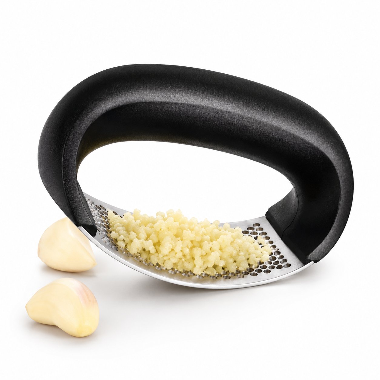 Upgraded Stainless Steel Garlic Press & Rocker – Manual Squeezer for Garlic, Ginger, and Herbs