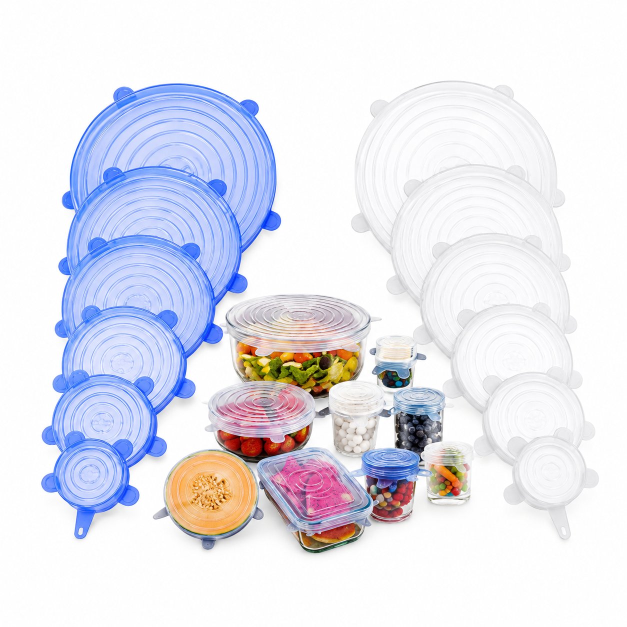 Kitchen Reusable Silicone Stretch Seal Lid Preservation Vacuum Food Storage Bowl Cover 6 Pcs Set