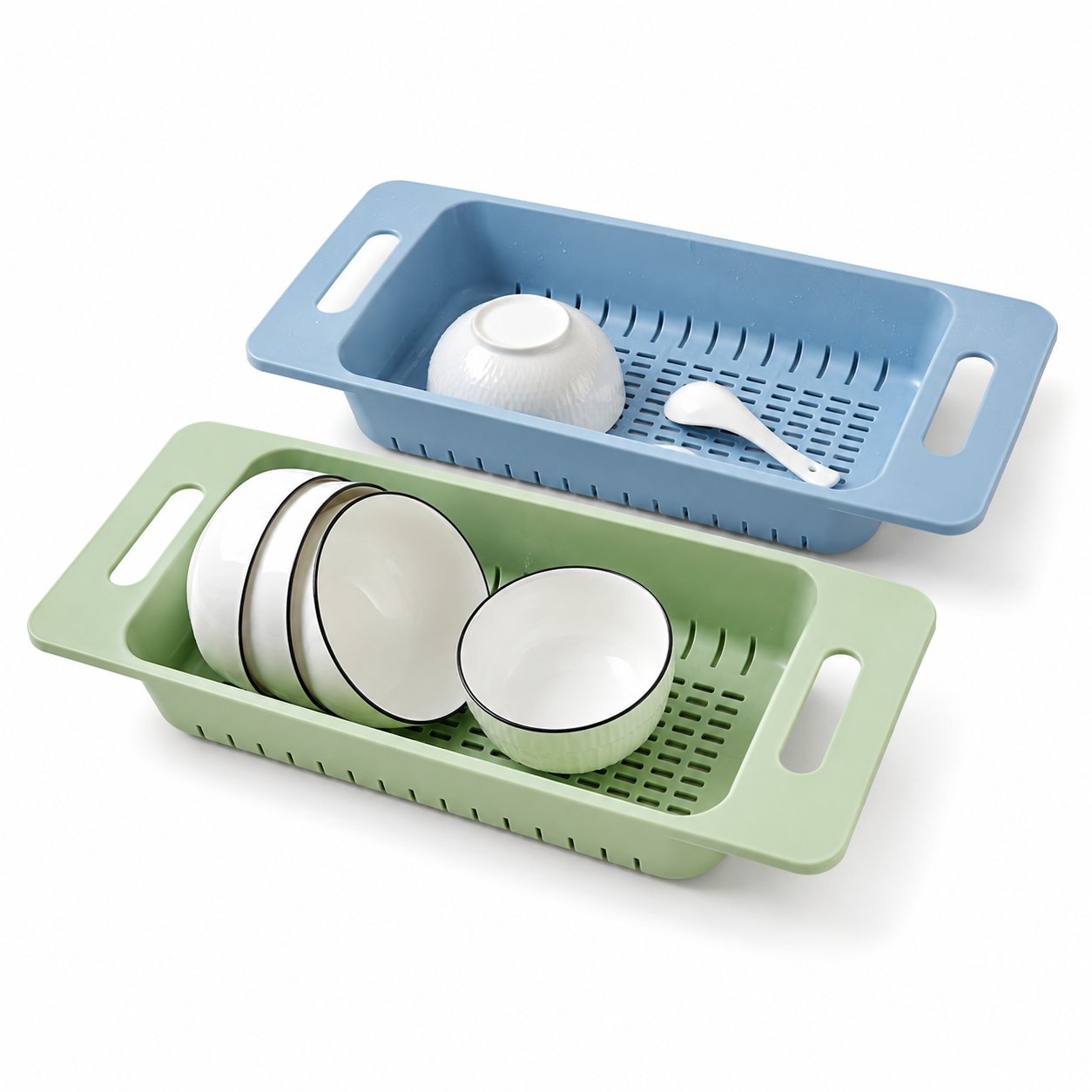 Retractable Drain Basket Sink Drain Basket Rectangular Drain Basin Kitchen Household Plastic Wash Basin Drain Bowl Rack-D shop