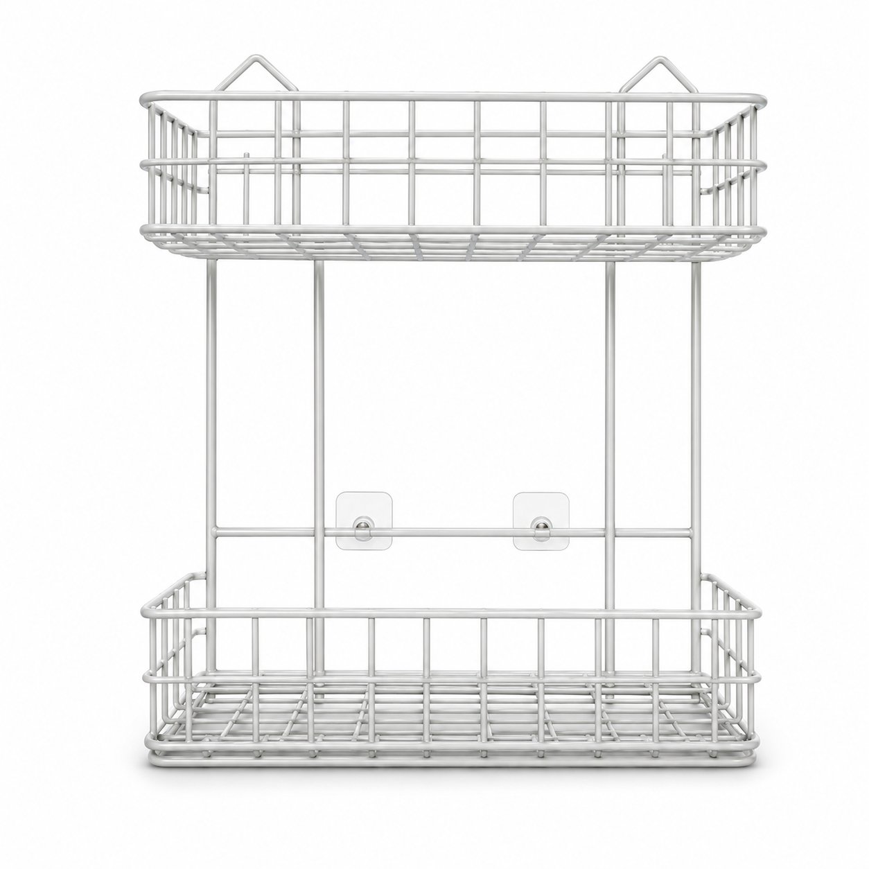 "Single 2-Step Square Shape Hanging Rack – Durable Iron Material, White Finish, Easy to Install, Ideal for Kitchen Space Optimization"