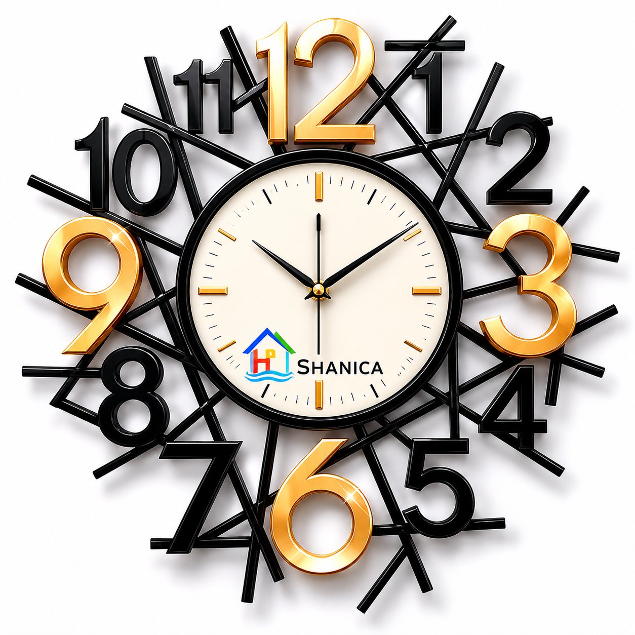 Modern Numeric Wall Clock – Metal & Wood Design