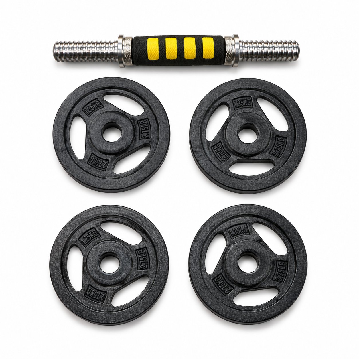 5kg (1.25kg * 4pcs) Dumbbell with 10.5 inch Stick & Grip - Sports & Fitness
