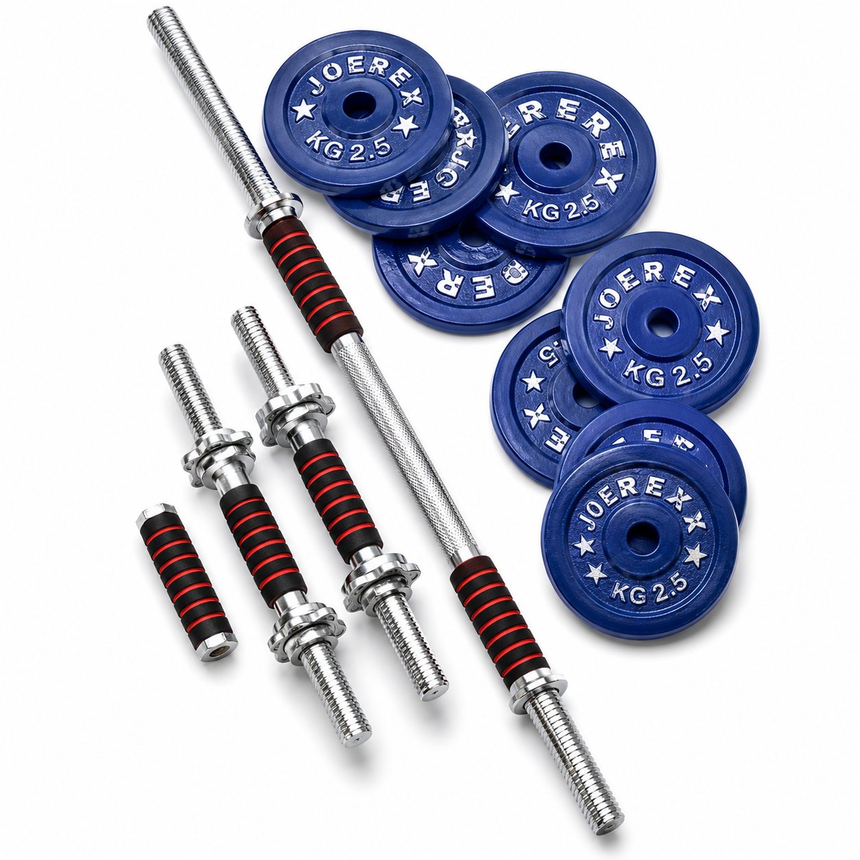 Eight Pieces Dumbbell Set With Two 10 inch Sticks 1 pcs 3 feet burble - 10Kg