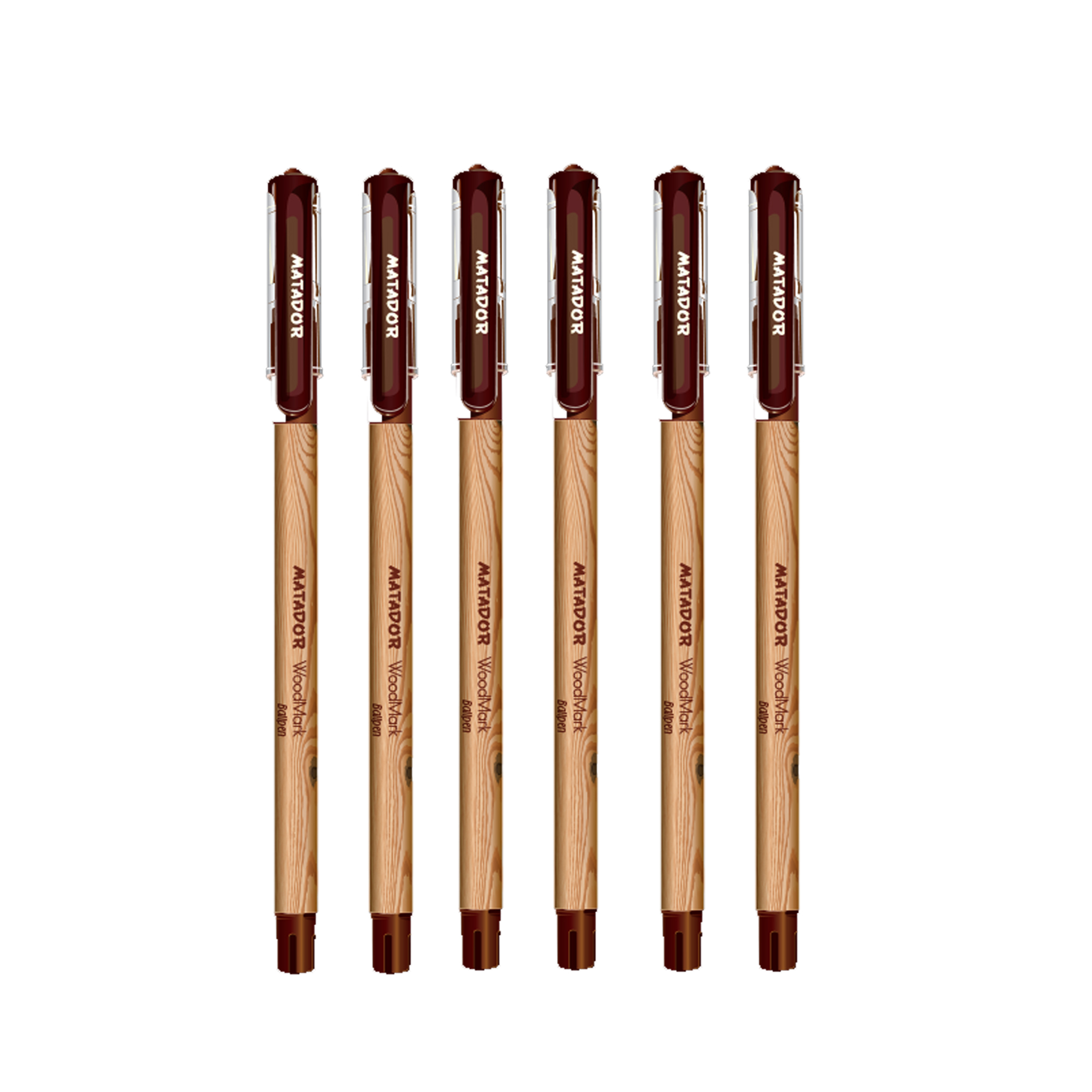 Matador Wood Mart Ball Pen 6 Pcs 1 Pack
